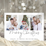 Modern Family 3 Photos Script Merry Christmas Card<br><div class="desc">Modern Family 3 Photos Script Merry Christmas.  Simply replace the three sample photos with your own and personalize with your greeting and names at the bottom. Merry Christmas is in a stylish set script. Also available as a digital download.</div>