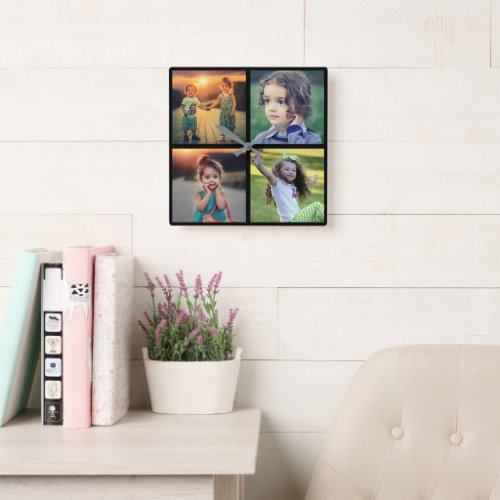 Modern Family 4 photos photo collage Square Wall Clock