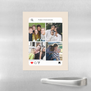 Modern family 4 photos simple instagram style magnetic dry erase sheet