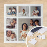 Modern Family 6 Square Photo Collage Jigsaw Puzzle<br><div class="desc">Add six of your favorite family photos to create a beautiful unique photo collage puzzle with one larger focal image and 5 smaller squares around it. Use the design tools to upload more photos, add text and customize the fonts and colors to create your own one of a kind family...</div>