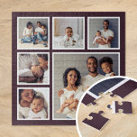 Modern Family 6 Square Photo Collage Jigsaw Puzzle<br><div class="desc">Add six of your favorite family photos to create a beautiful unique photo collage puzzle with one larger focal image and 5 smaller squares around it. Use the design tools to upload more photos, add text and customize the fonts and colors to create your own one of a kind family...</div>