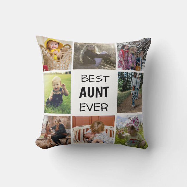 Modern Family Best Aunt EVER Black and White Photo Throw Pillow (Front)