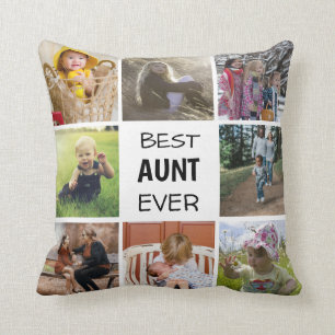Modern Family Best Aunt EVER Black and White Photo Throw Pillow