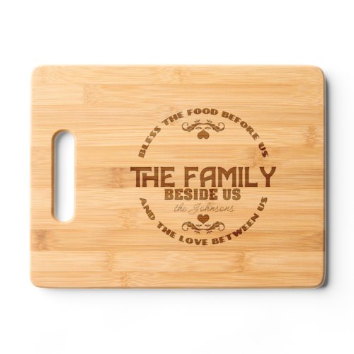 Modern Family Blessing Typography Etched Cutting Board