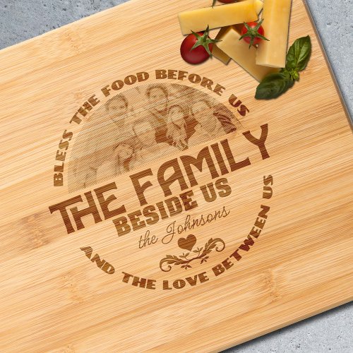 Modern Family Blessing Typography Photo  Cutting Board