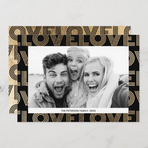 Modern family bold love gold photo valentine day holiday card