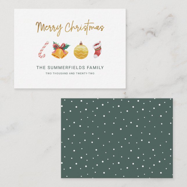 Modern Family Christmas Holiday Minimalist Note Card (Front/Back)