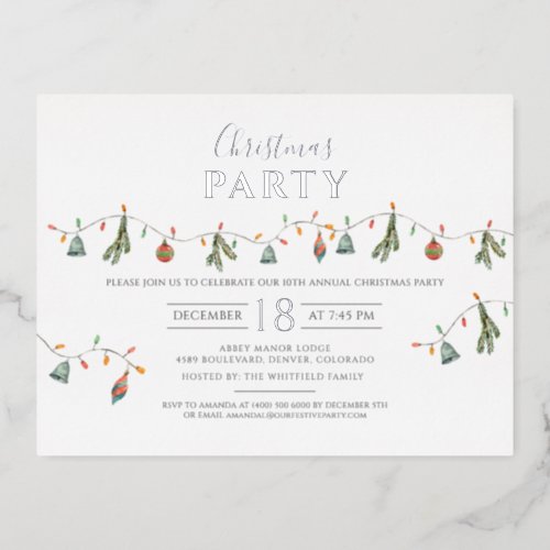 Modern Family Christmas Party Gold Foil Holiday Postcard