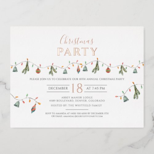 Modern Family Christmas Party Rose Gold Foil Holiday Postcard