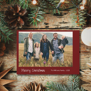 Modern Family Christmas Photo Festive Red Holiday Card