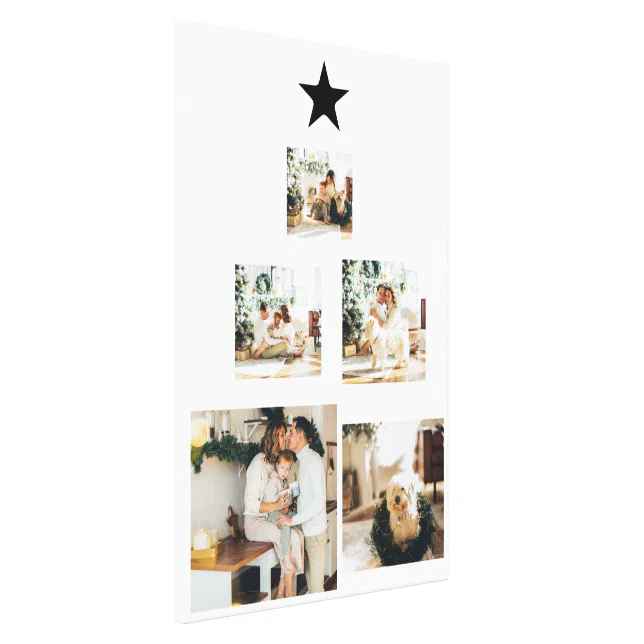 Modern Family Christmas Tree Photo With Star Canvas Print Zazzle