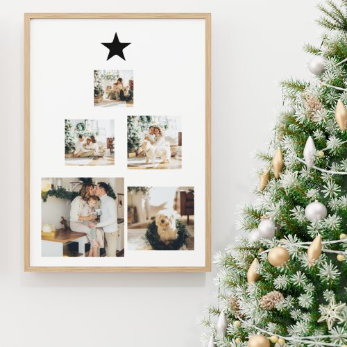 Modern Family Christmas Tree Photo With Star Canvas Print