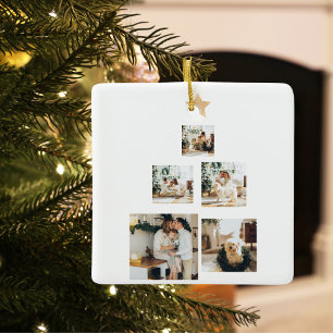 Modern Family Christmas Tree Photo With Star Ceramic Ornament