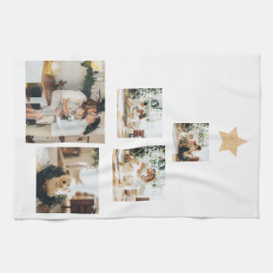 Modern Family Christmas Tree Photo With Star Kitchen Towel
