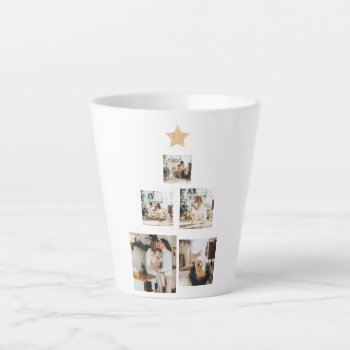Modern Family Christmas Tree Photo With Star Latte Mug by LovePattern at Zazzle