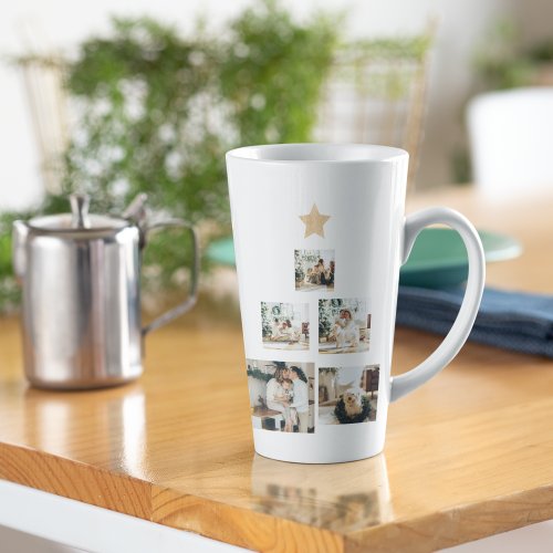 Modern Family Christmas Tree Photo With Star Latte Mug