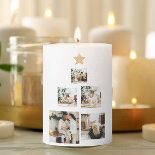 Modern Family Christmas Tree Photo With Star Pillar Candle