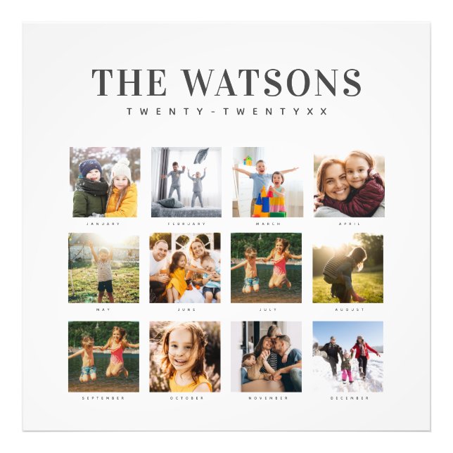 Modern Family Collage Keepsake Calendar Photo Print (Front)