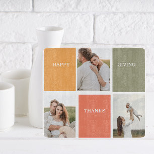 Modern Family Collage Photo   Happy Thanksgiving Cutting Board