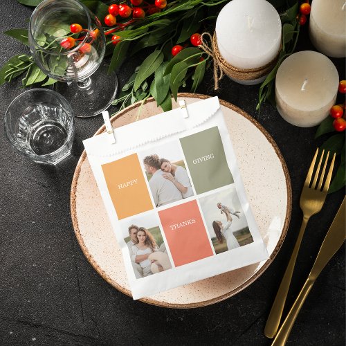 Modern Family Collage Photo  Happy Thanksgiving Favor Bag