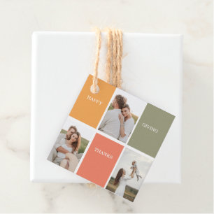 Modern Family Collage Photo   Happy Thanksgiving  Favor Tags