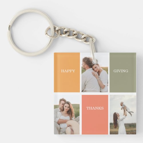 Modern Family Collage Photo  Happy Thanksgiving Keychain