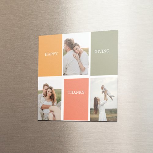 Modern Family Collage Photo  Happy Thanksgiving Magnet