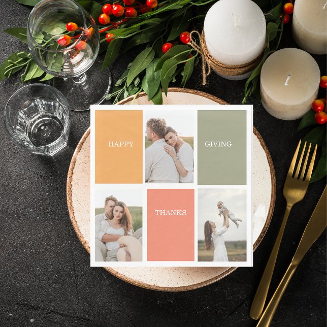 Modern Family Collage Photo | Happy Thanksgiving Napkins (Creator Uploaded)