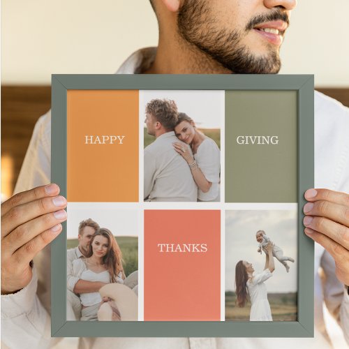 Modern Family Collage Photo  Happy Thanksgiving Poster