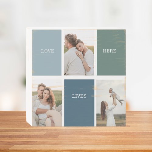 Modern Family Collage Photo  Love Live Here  Wooden Box Sign