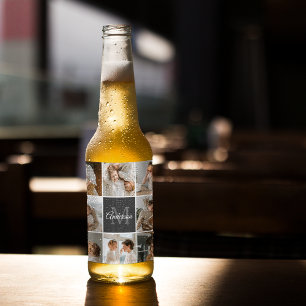 Modern Family Collage Photo & Personalized Gift Beer Bottle Label