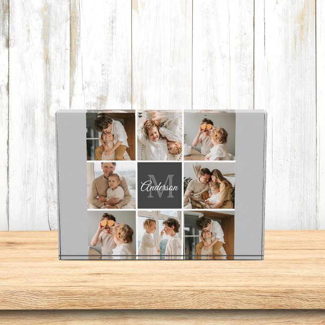 Modern Family Collage Photo & Personalized Gift Block (Creator Uploaded)