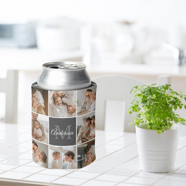 Modern Family Collage Photo & Personalized Gift Can Cooler (Creator Uploaded)