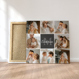 Modern Family Collage Photo &amp; Personalized Gift Canvas Print