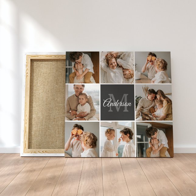 Modern Family Collage Photo & Personalized Gift Canvas Print (Creator Uploaded)