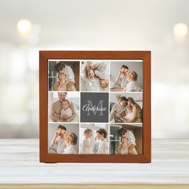 Modern Family Collage Photo & Personalized Gift Desk Organizer (Creator Uploaded)