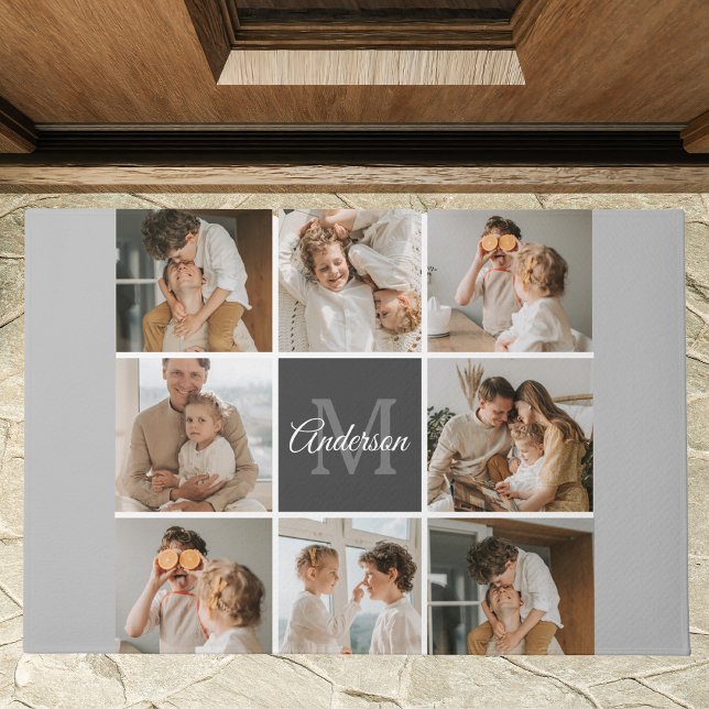 Modern Family Collage Photo & Personalized Gift Doormat (Creator Uploaded)