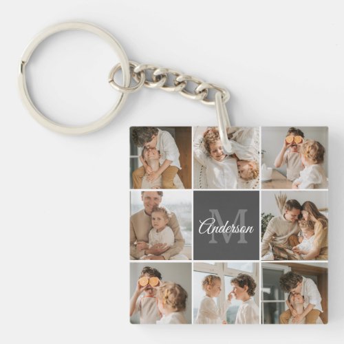 Modern Family Collage Photo  Personalized Gift Keychain