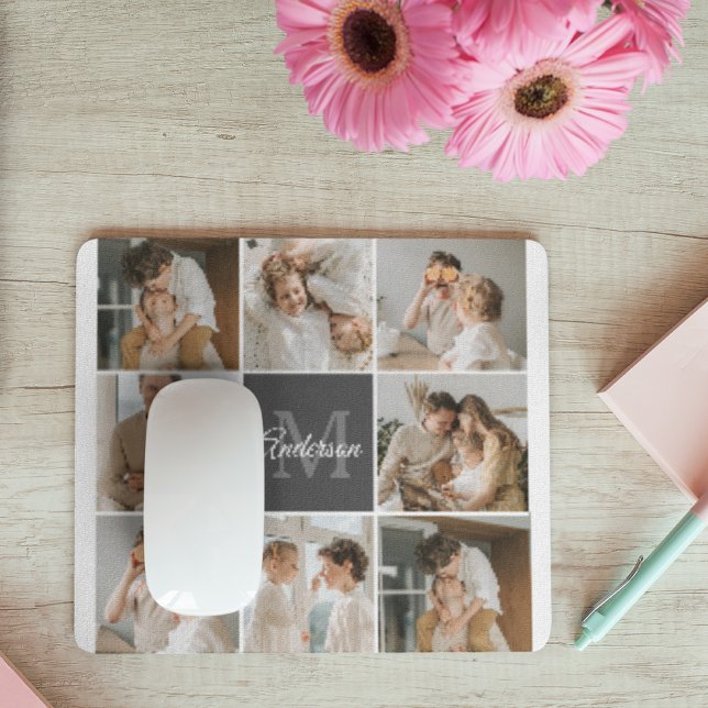 Modern Family Collage Photo & Personalized Gift Mouse Pad (Creator Uploaded)