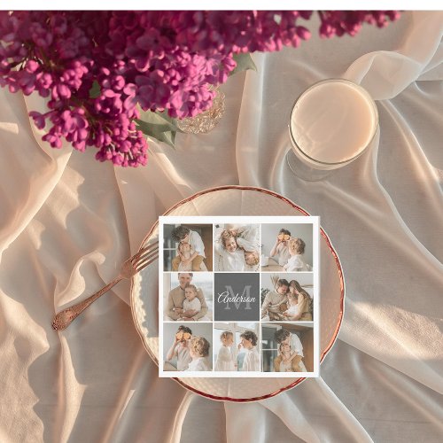 Modern Family Collage Photo  Personalized Gift Napkins