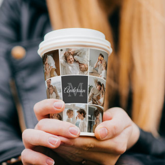 Modern Family Collage Photo & Personalized Gift Paper Cups