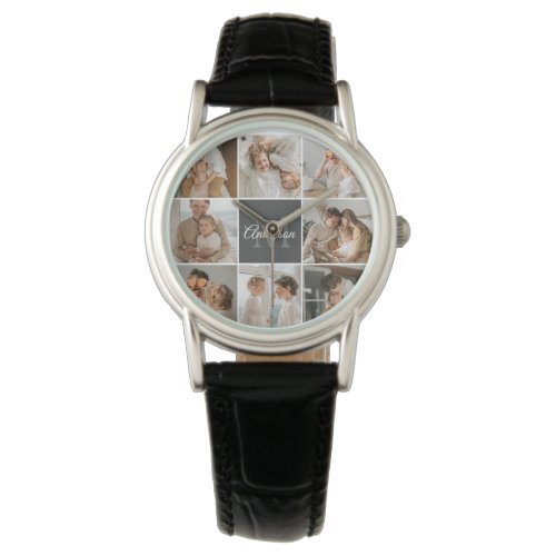 Modern Family Collage Photo &amp; Personalized Gift Watch