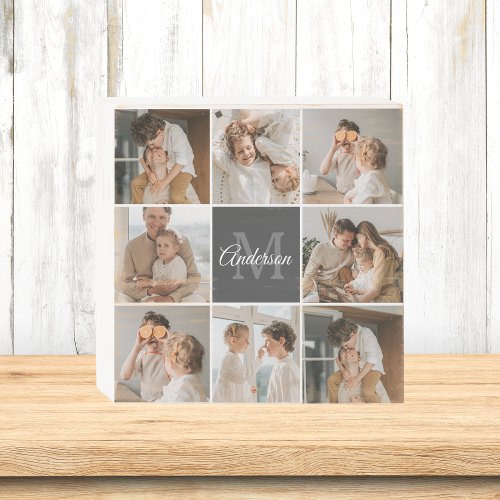 Modern Family Collage Photo  Personalized Gift Wooden Box Sign