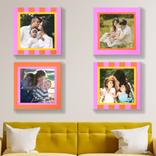 Modern family colorful photo stripes collage foam core photo tile