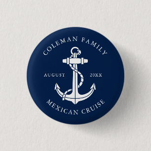 Modern Family Cruise Trip Nautical Anchor Button