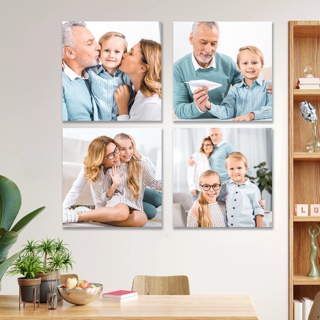 Modern Family Custom 4 Photos Simple Peel & Stick Acrylic Photo Tile (Creator Uploaded)