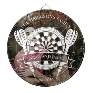 Modern Family Custom Name Wedding Photo Dart Board