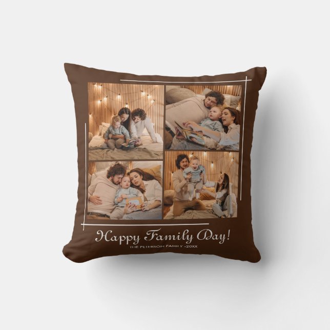 Modern Family Day Photo Collage Throw Pillow (Front)