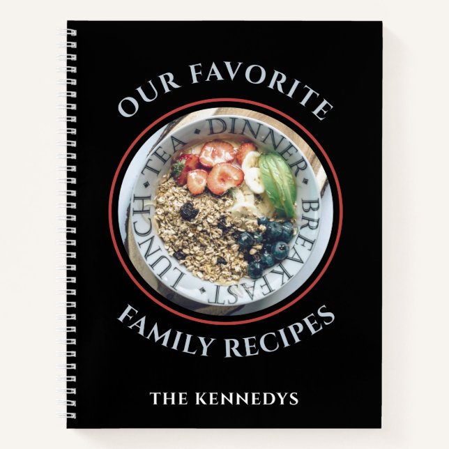 Modern Family Favorite Recipes Cookbook Black Notebook (Front)