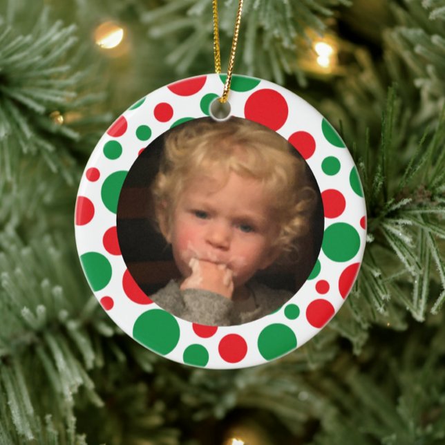 Modern Family Holiday Photo Ceramic Ornament (Creator Uploaded)
